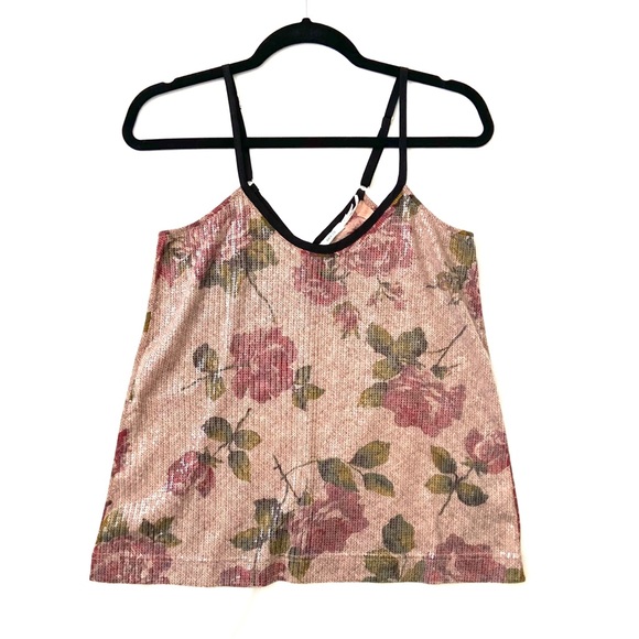 Urban Outfitters Kimchi Blue Sequin Floral Tank S - Picture 1 of 7